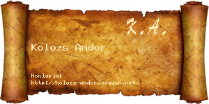 Kolozs Andor névjegykártya
